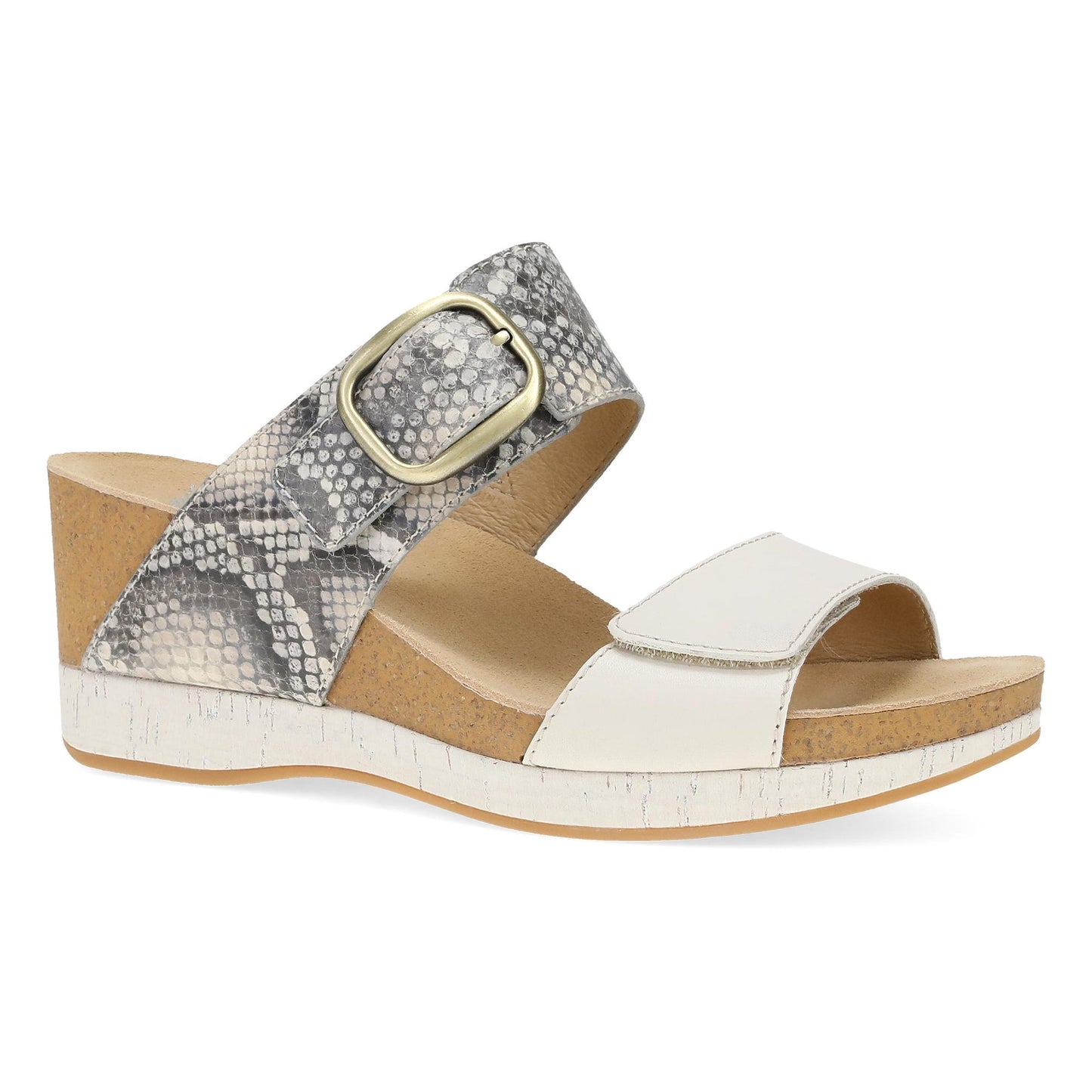 Snake Print Wedge Sandals With Buckle Detail
