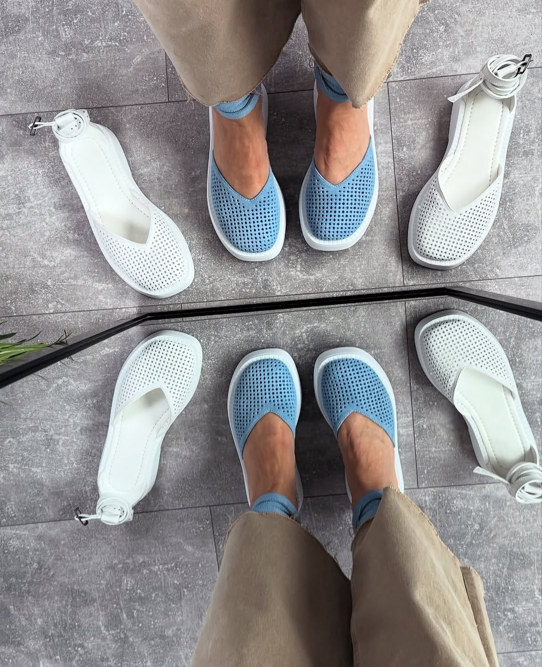 Perforated Ankle Strap Platform Flats