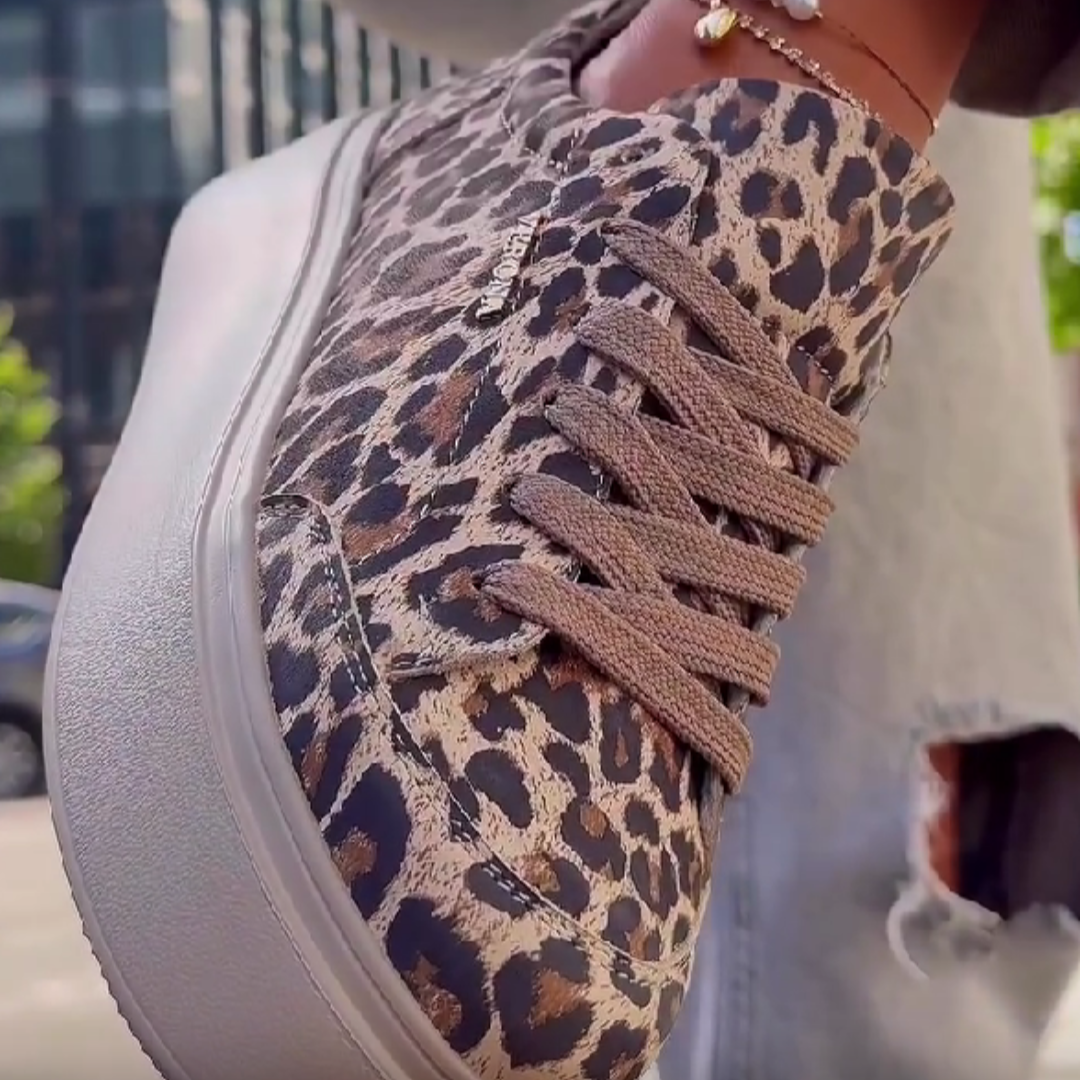 Animal Print Lace Up Platform Sneakers