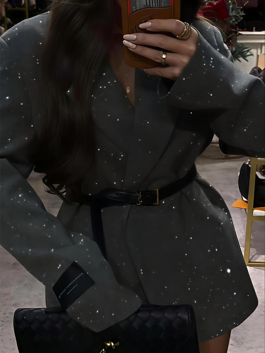 Shinny Fashion Wide Lape Blazer