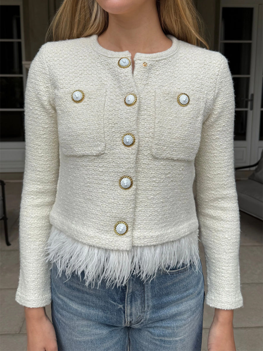 Feather Fringe Cardigan Jacket