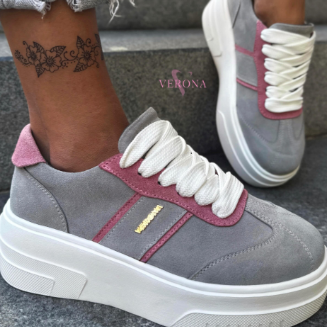 Contrast Panel Lace Up Platform Sneakers