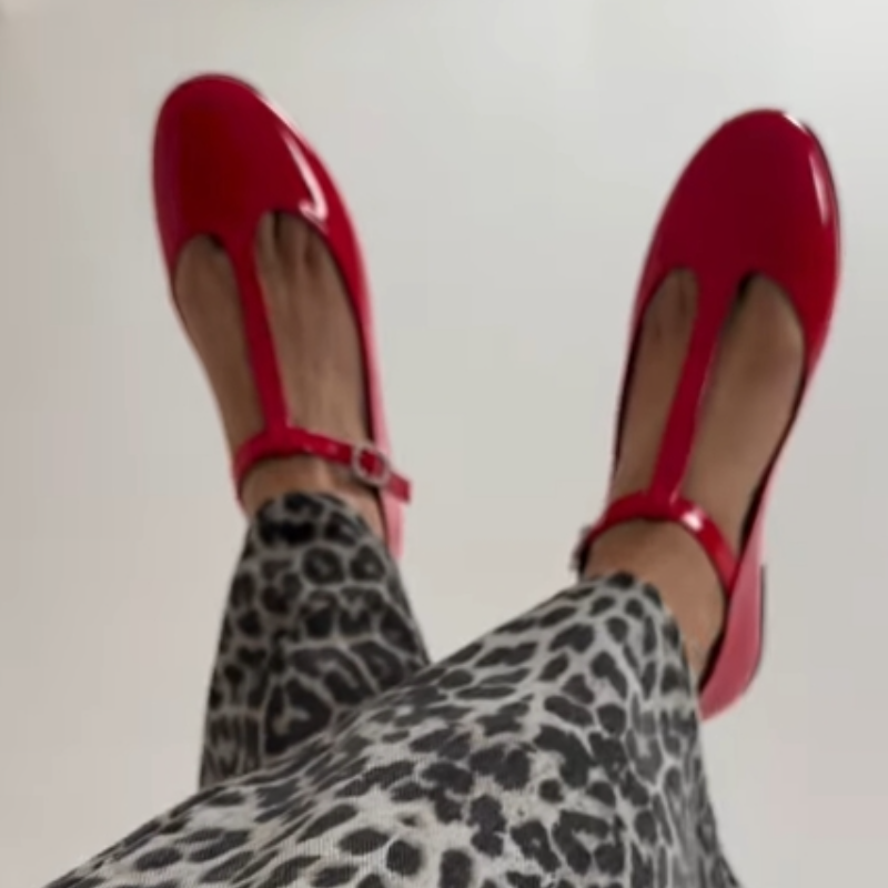 Red Patent Leather Mary Jane Flats