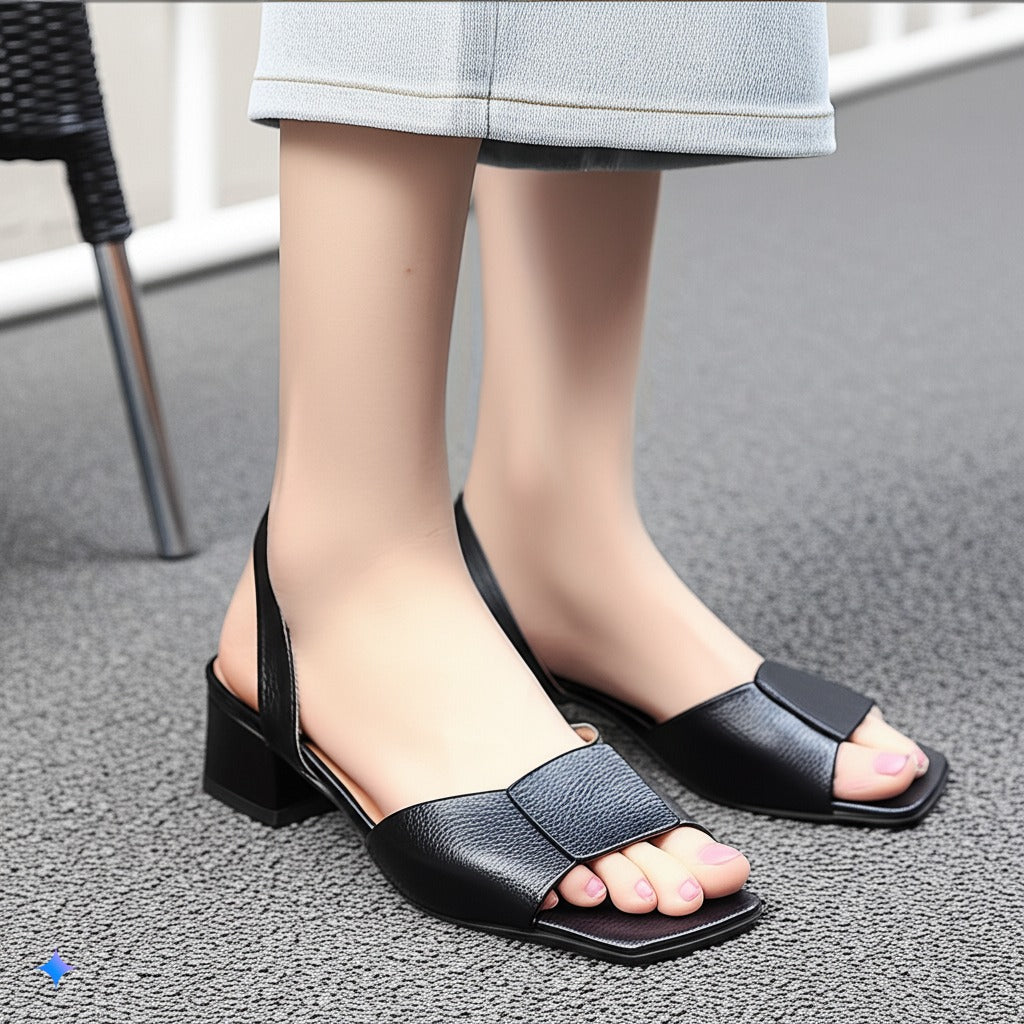 Fashion Square Buckle-Detail Sandals
