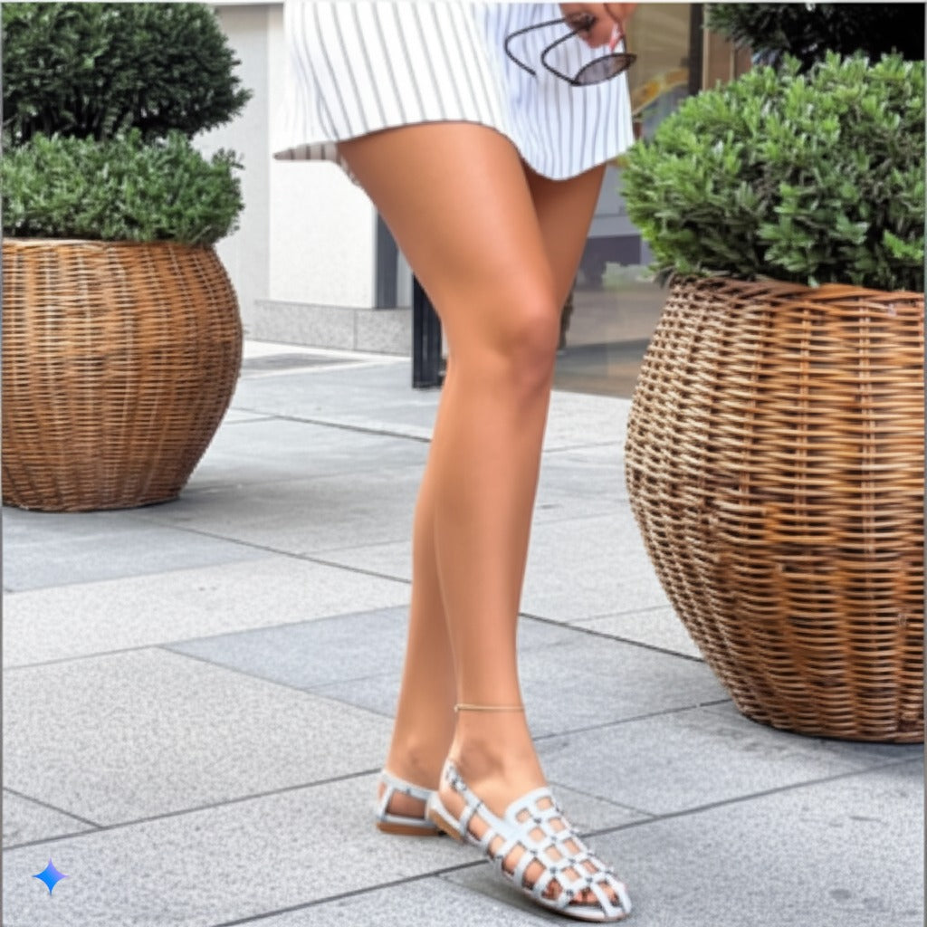 Comfortable Flat Woven Cutout Sandals