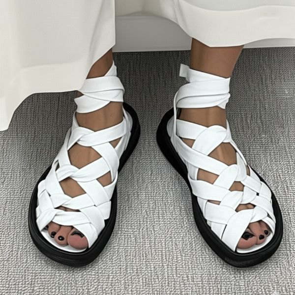 Soft-soled Woven Platform Sandals