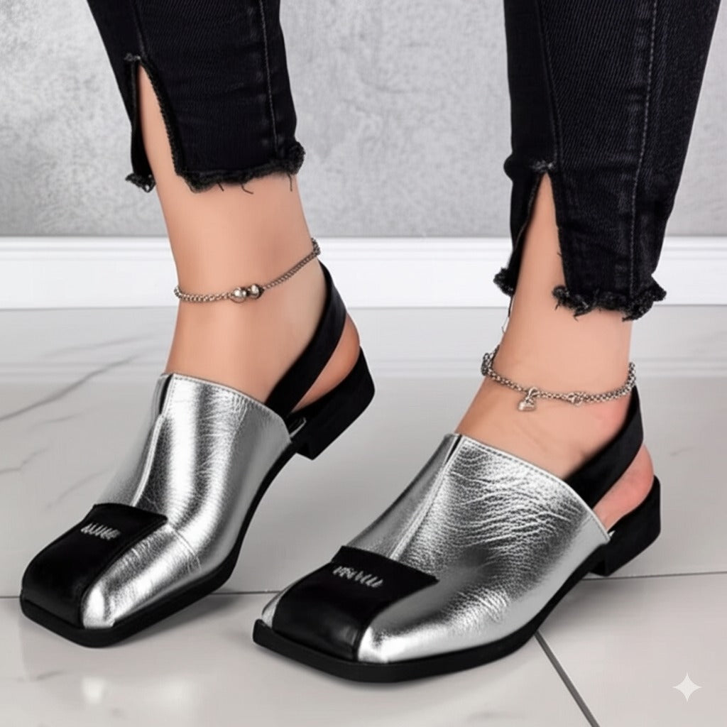 Flat Square-toe Slippers Sandals