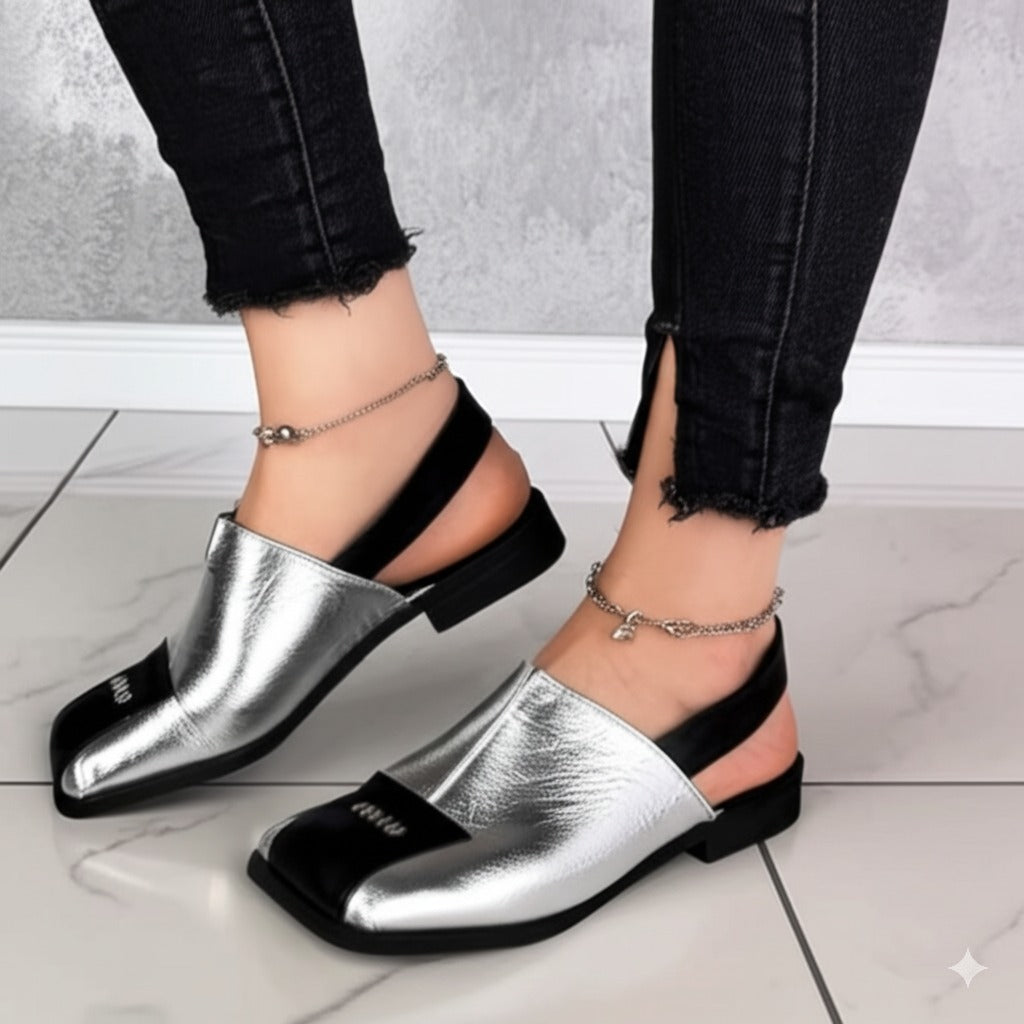 Flat Square-toe Slippers Sandals