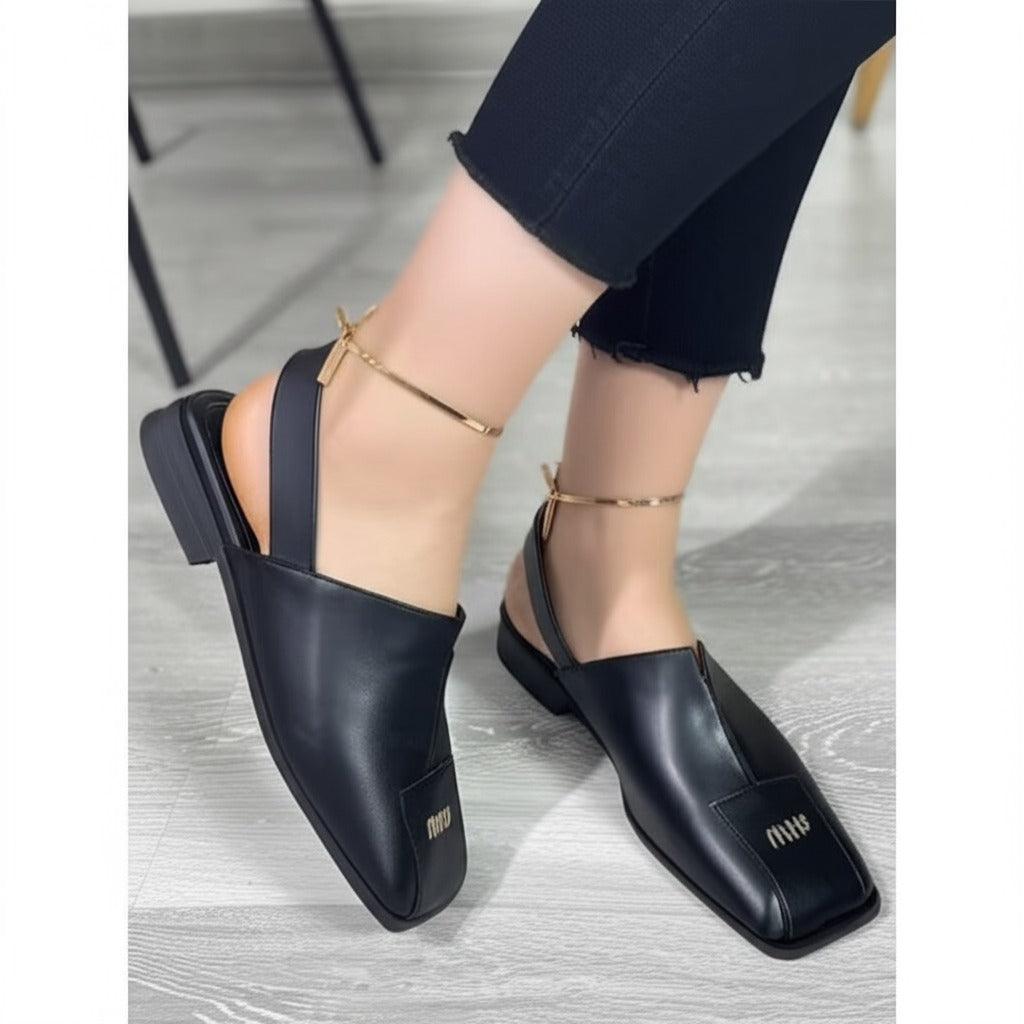Flat Square-toe Slippers Sandals