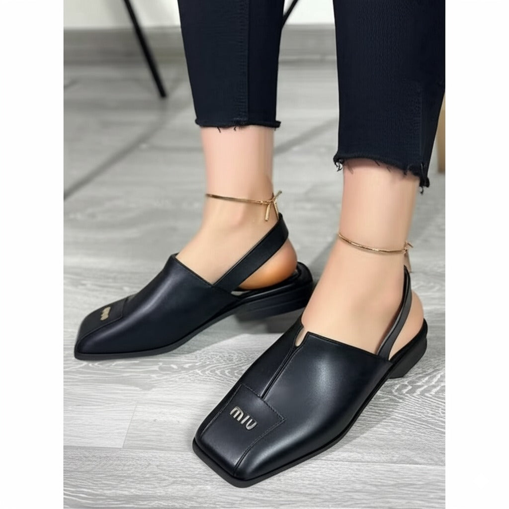Flat Square-toe Slippers Sandals