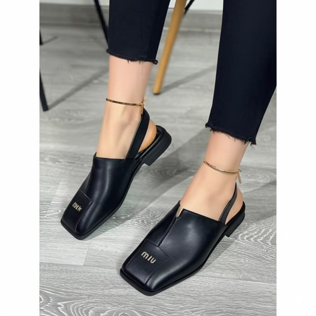 Flat Square-toe Slippers Sandals