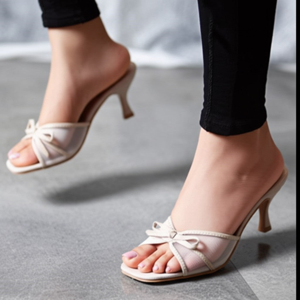 Mesh Bow Sandals