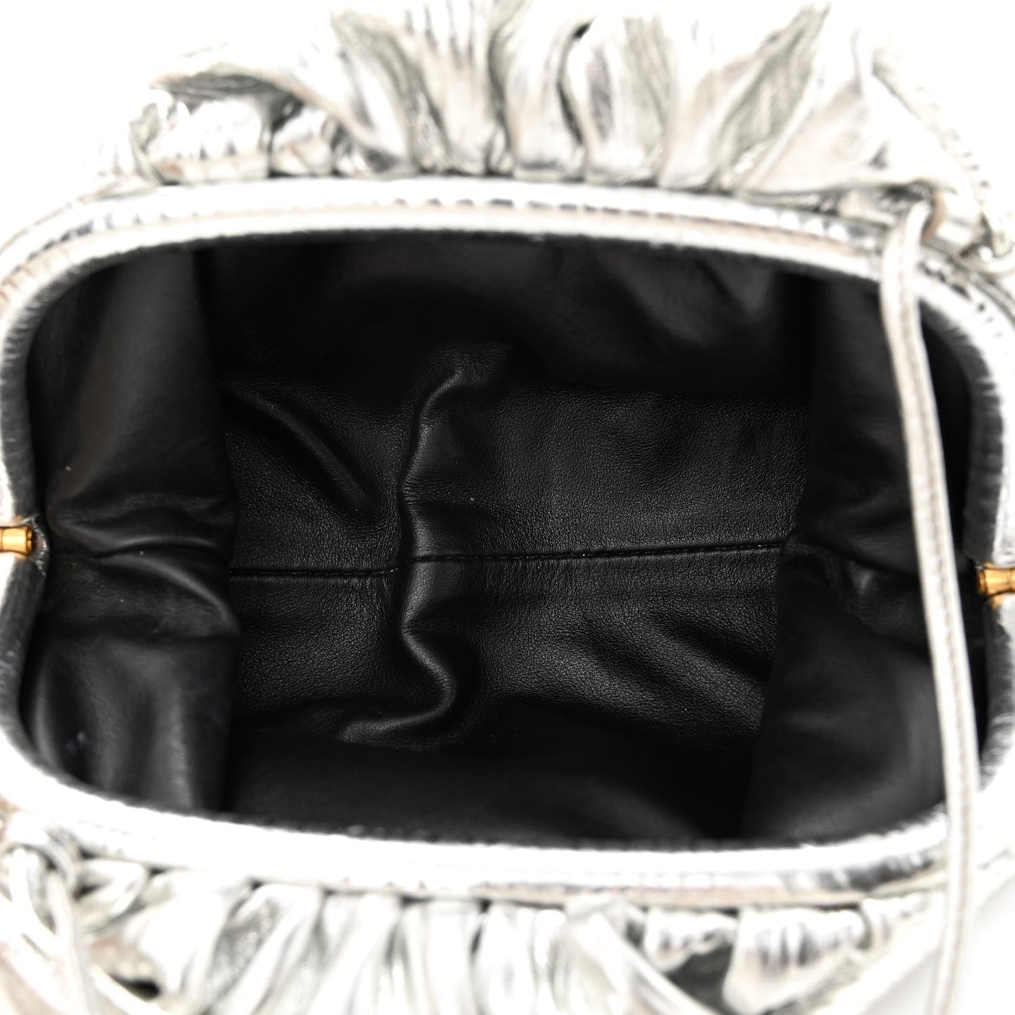 Metallic Bark Calfskin The Mini Pouch Silver