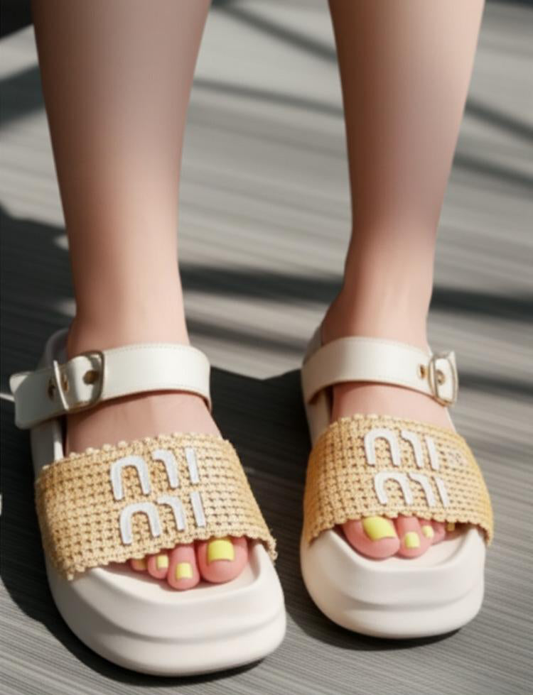 Woven Platform Beach Sandals Slippers