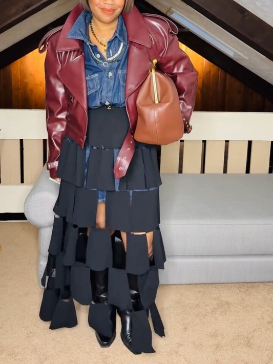 Rectangle Tassel Details High Waist Skirt