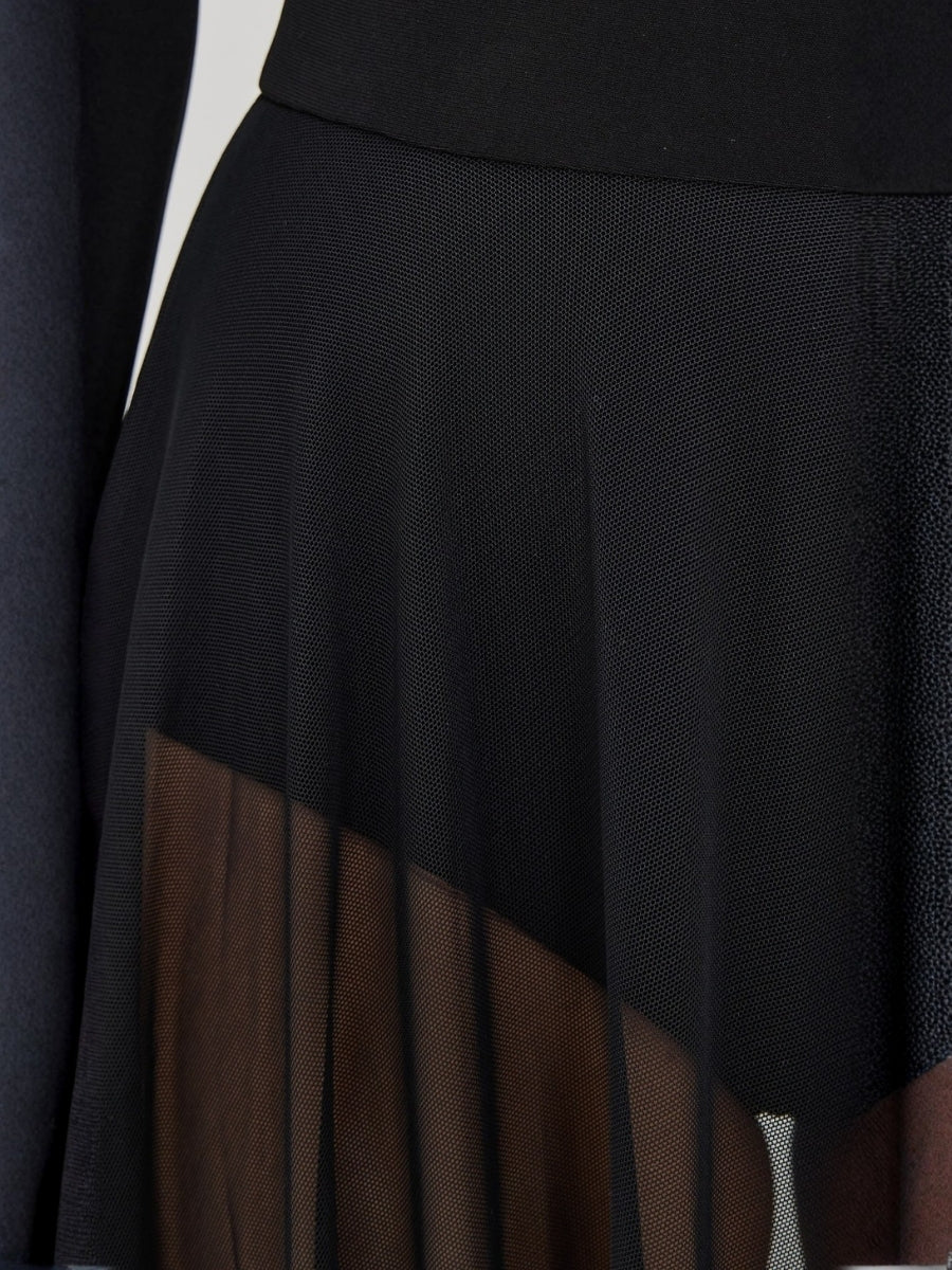 Black Turtleneck Long-Sleeve Sheer Maxi Dress