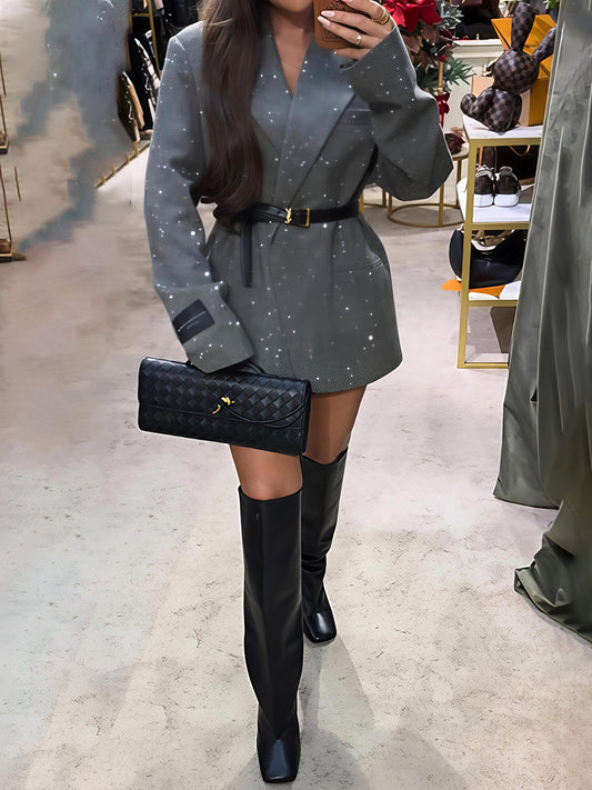 Shinny Fashion Wide Lape Blazer