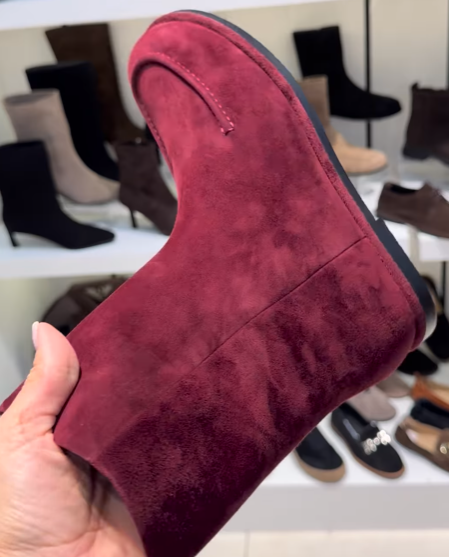 Suede Zip Up Mid Calf Boots