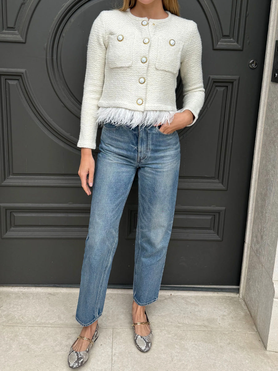 Feather Fringe Cardigan Jacket