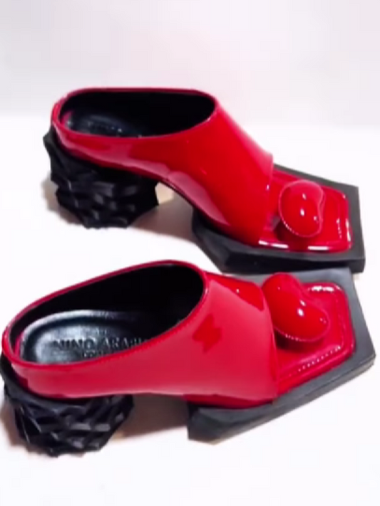 Irregular Heeled Square-toe Sandals