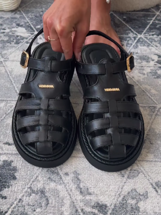 Woven Leather Flat Sandals