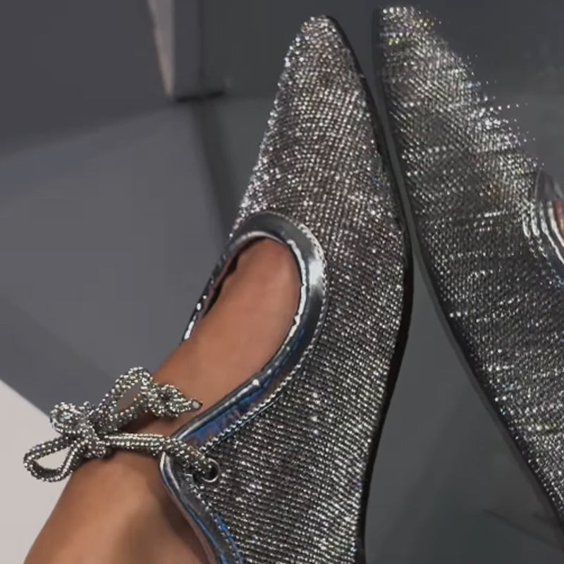 Glam Bow - Detail Rhinestone Flats
