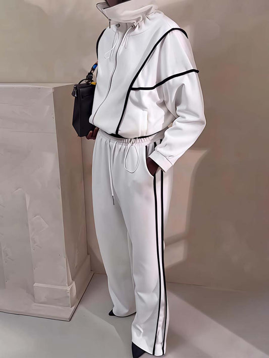 Patchwork Zip Up Sports Two Pieces Set