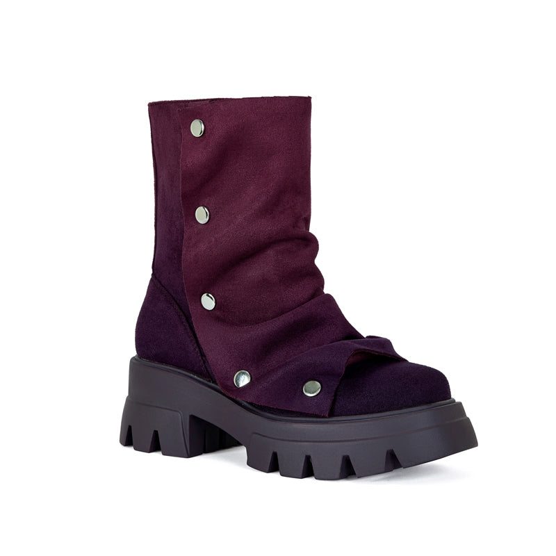 Thick Heel Rivet Two-Wear Stacked Boots