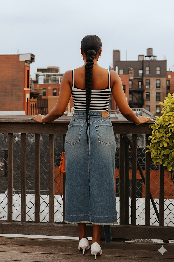 Lace-up Wrap Denim Skirt