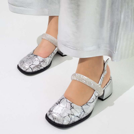 Shinny Square-toe Mary Jane Sandals