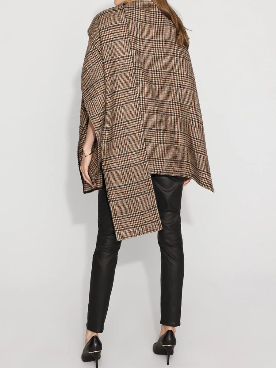 Plaid Print Wrap Coat