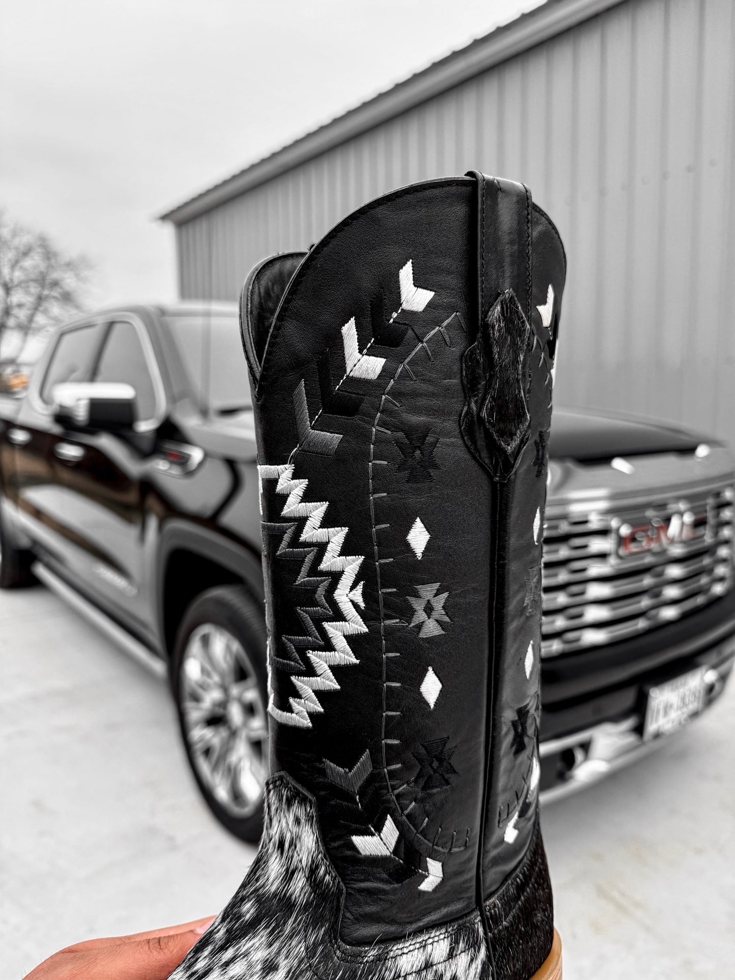 Patterned Leather Cowboy Boots