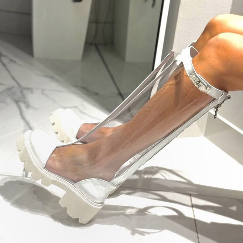 Fashion See-through Platform Boots