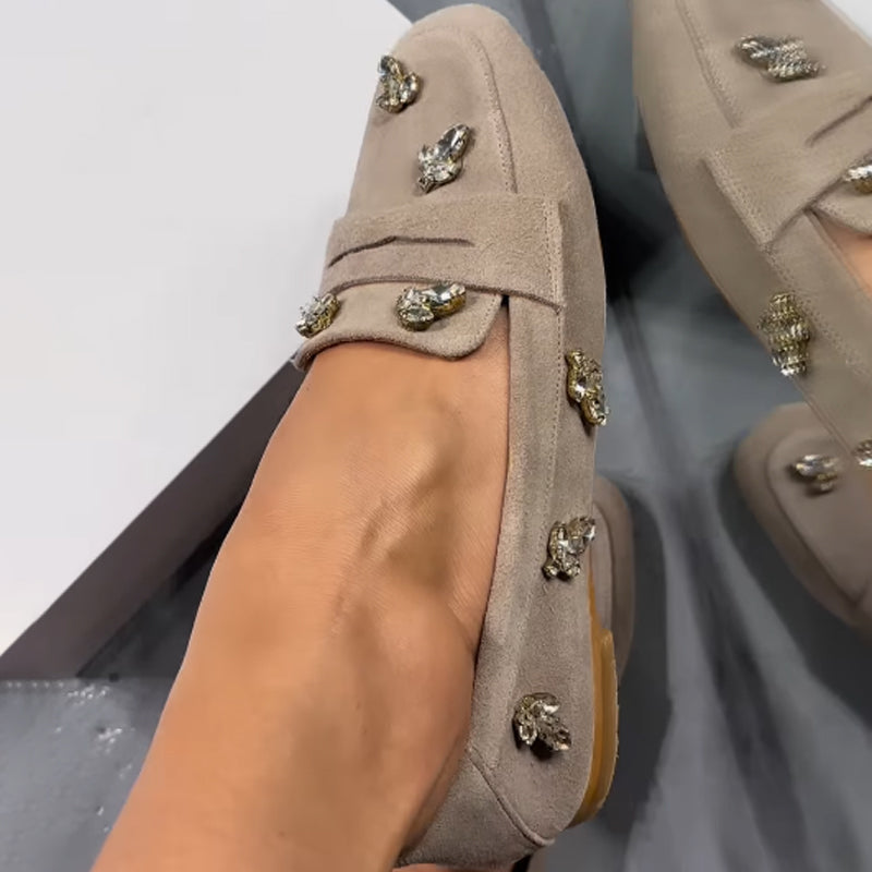 Suede Crystal Stones With Accessories Shoes