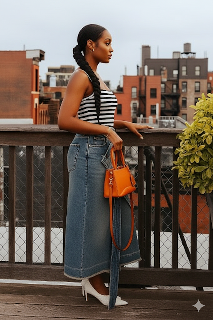 Lace-up Wrap Denim Skirt