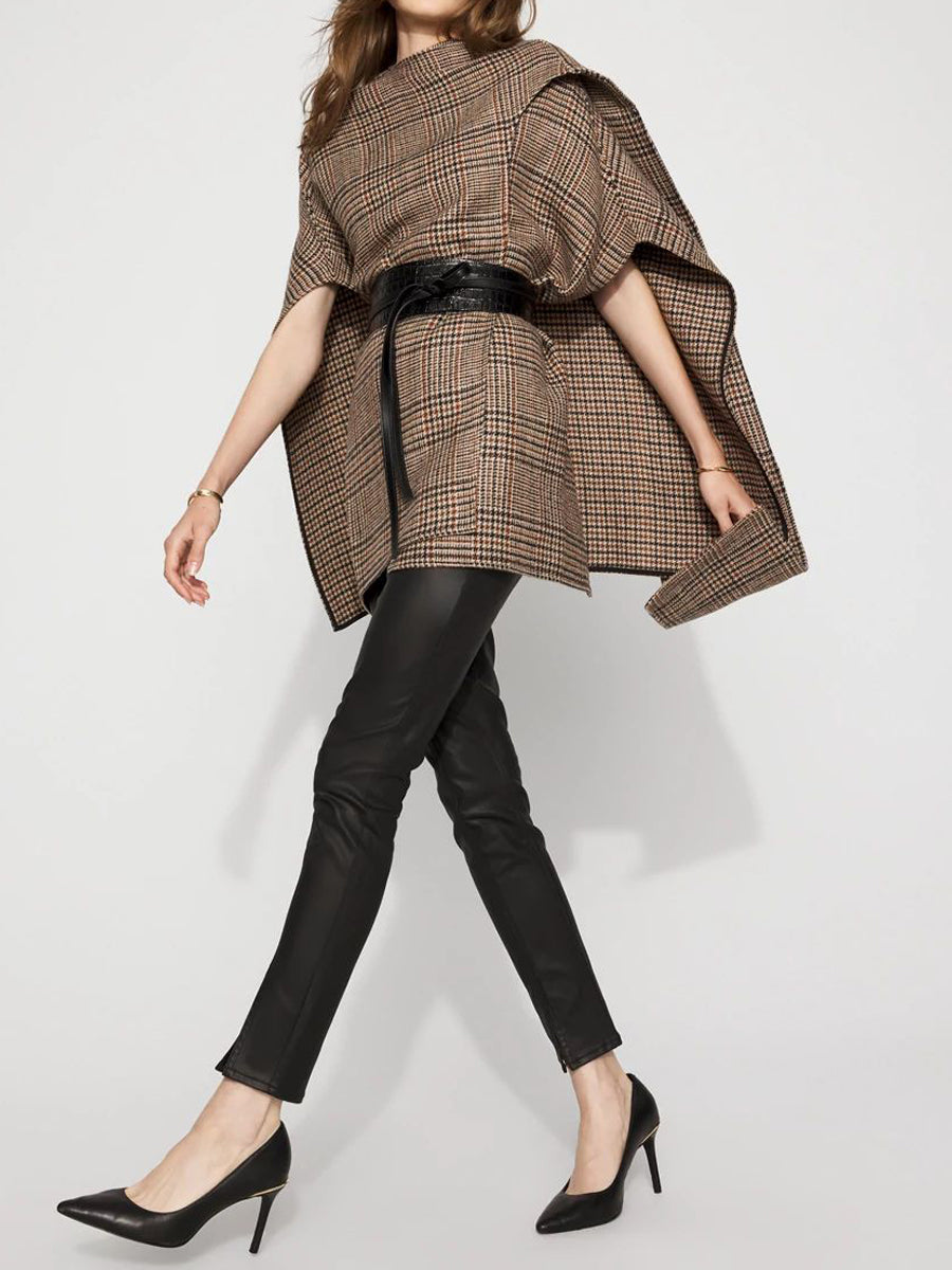 Plaid Print Wrap Coat