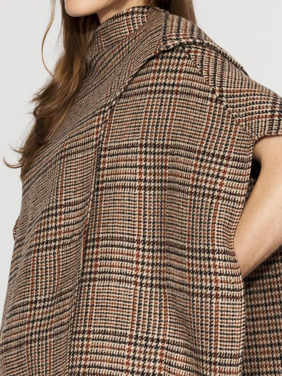 Plaid Print Wrap Coat