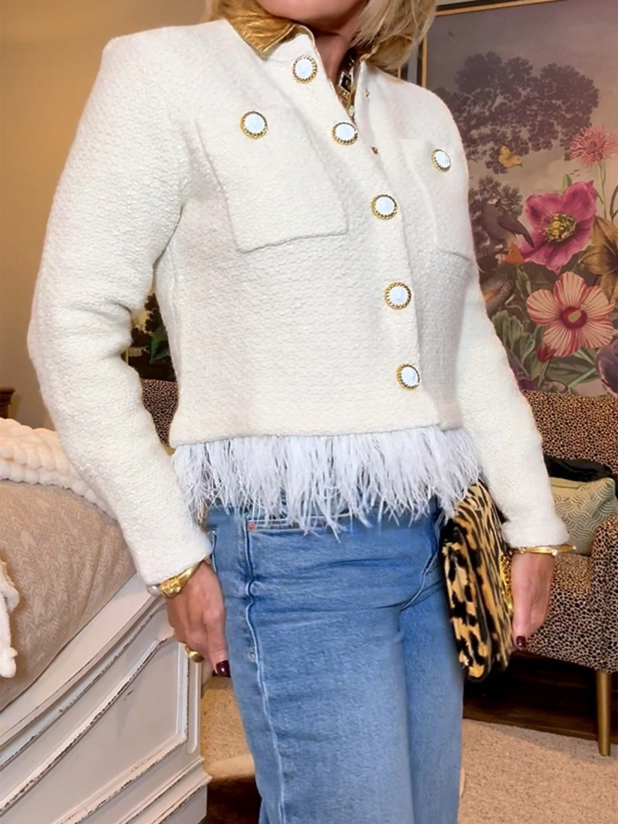 Feather Fringe Cardigan Jacket
