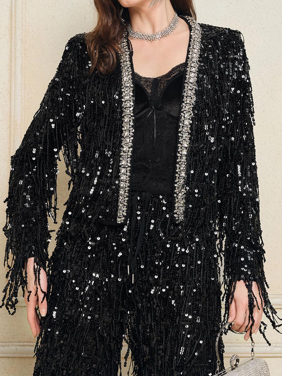 Fashion Sequin Fringe Cardigan
