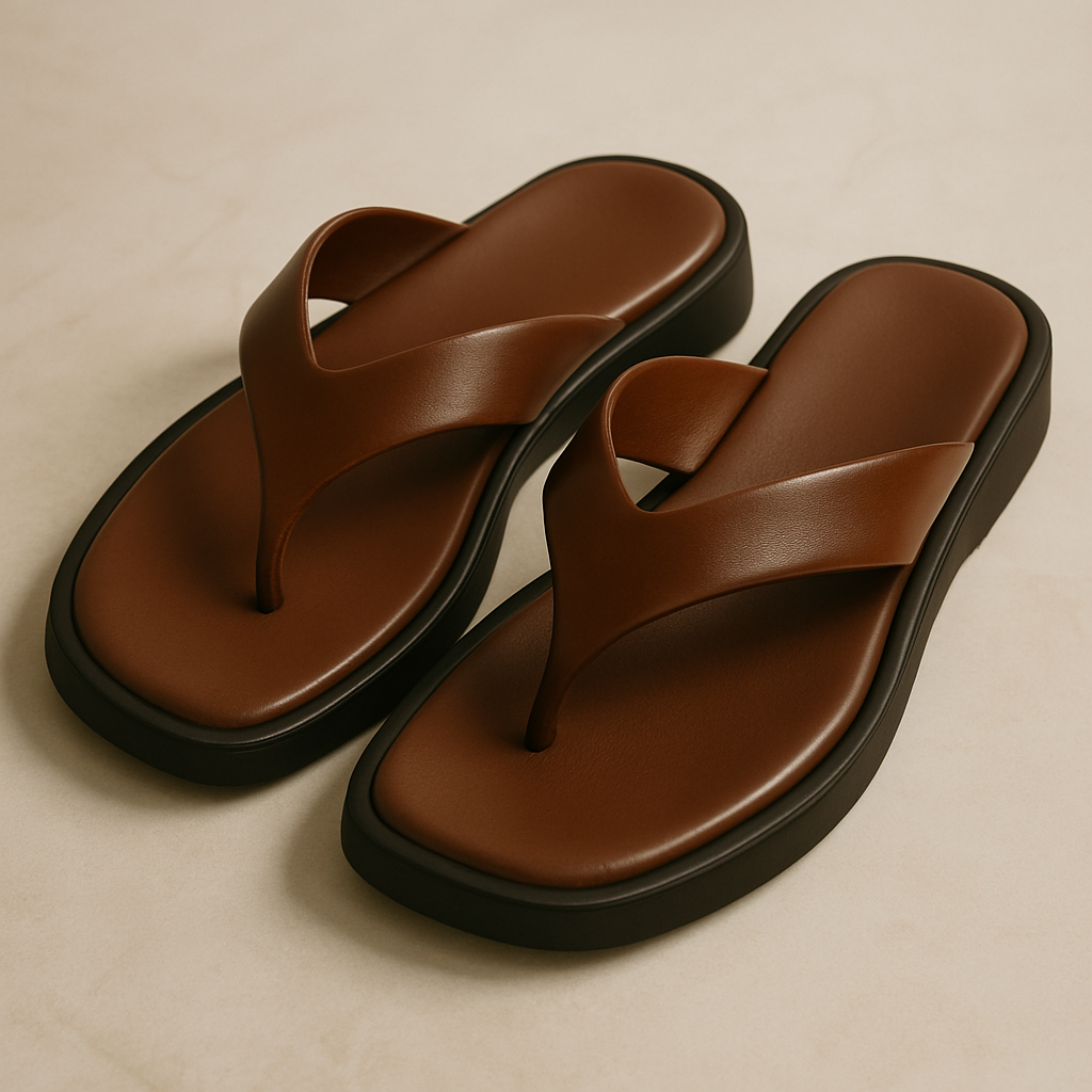 Brown Platform Thong Sandals