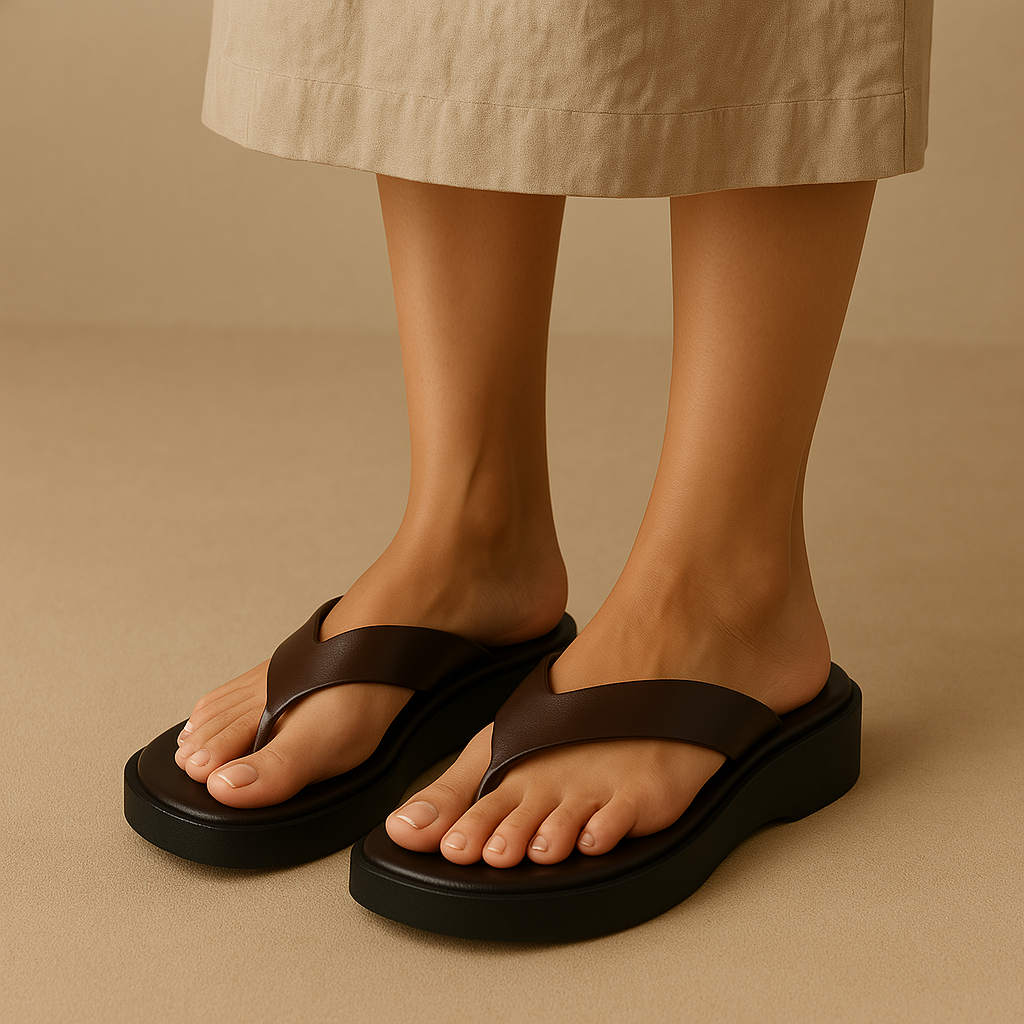 Brown Platform Thong Sandals