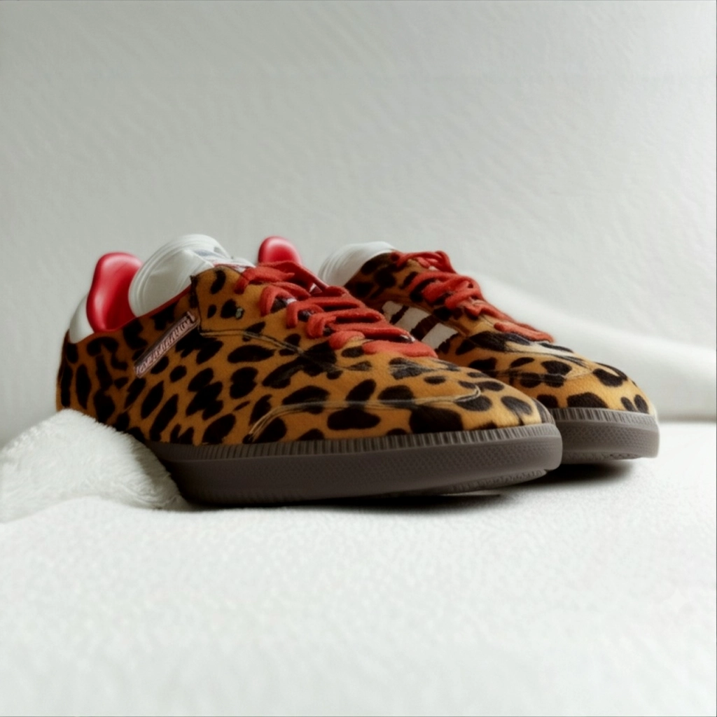 Leopard Print Sneakers With Stripes