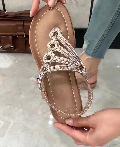 Sparkling Rhinestone Embellished Thong Sandals