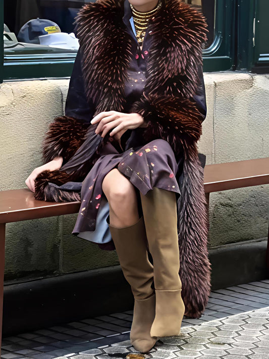 Fashion Patchwork Faux Fur Coat