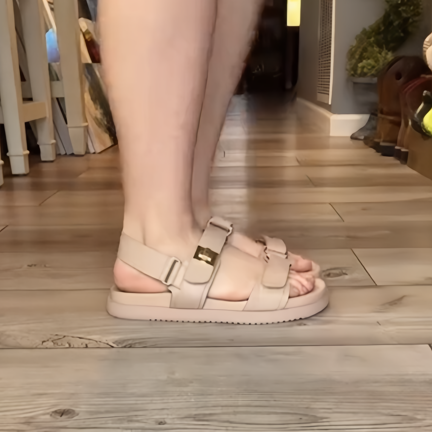 Elegant Beige Buckle Platform Sandals