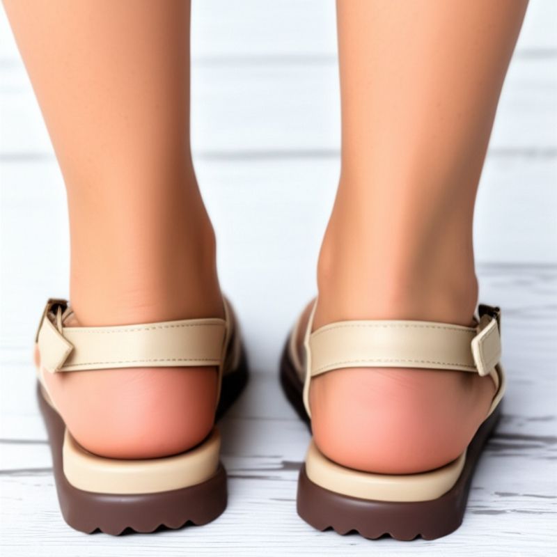 Beige Double - Strap Block Heel Sandals