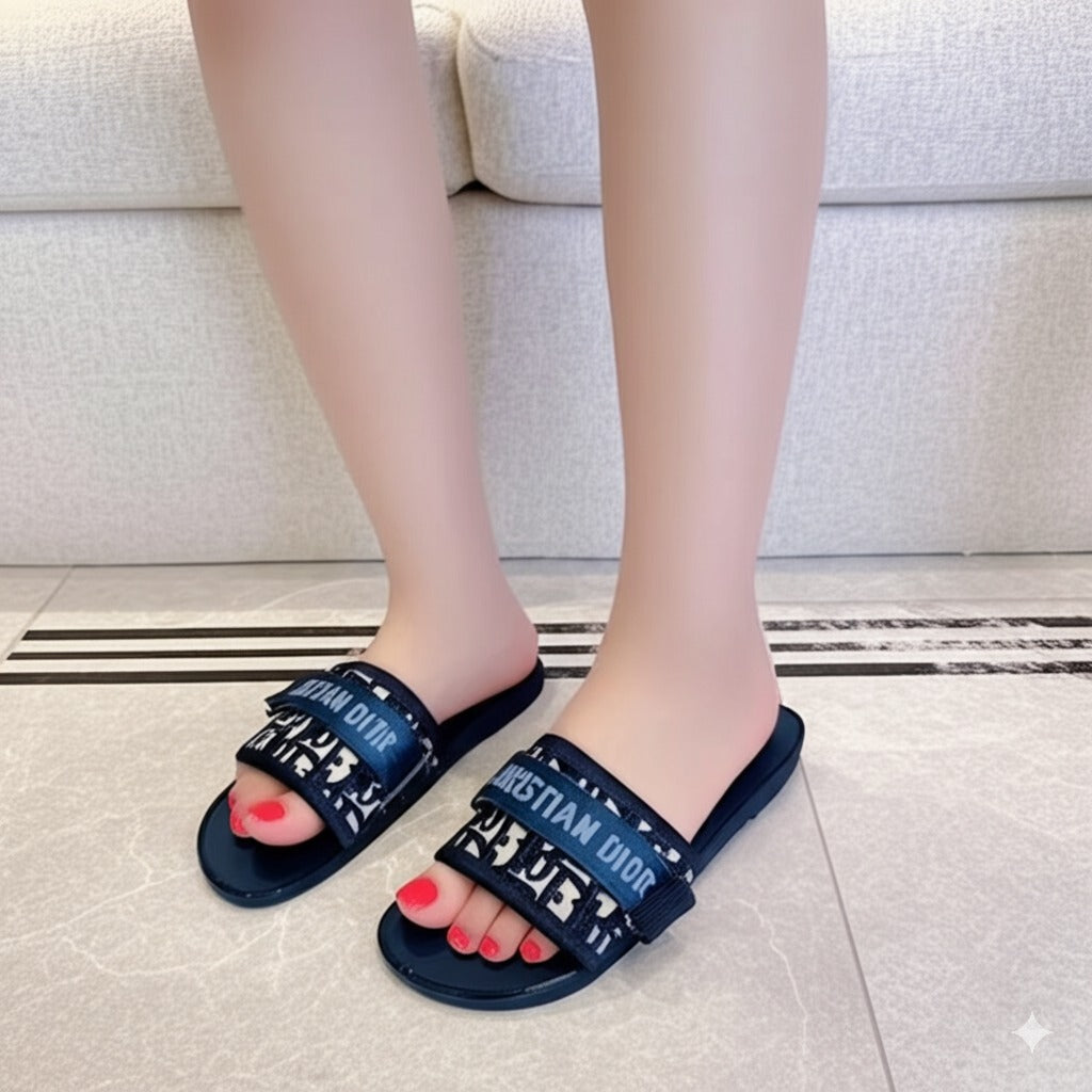 Embroidered Slide Sandals