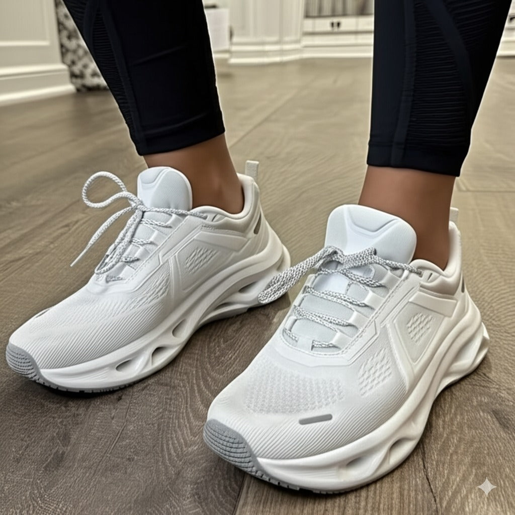 White Mesh Lace - Up Athletic Sneakers