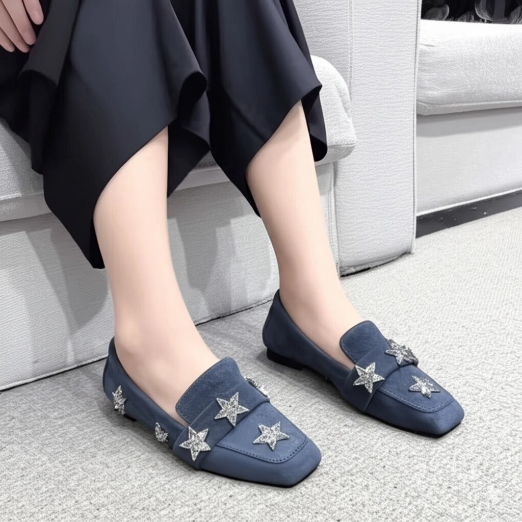 Glamorous Suede Crystal Loafers