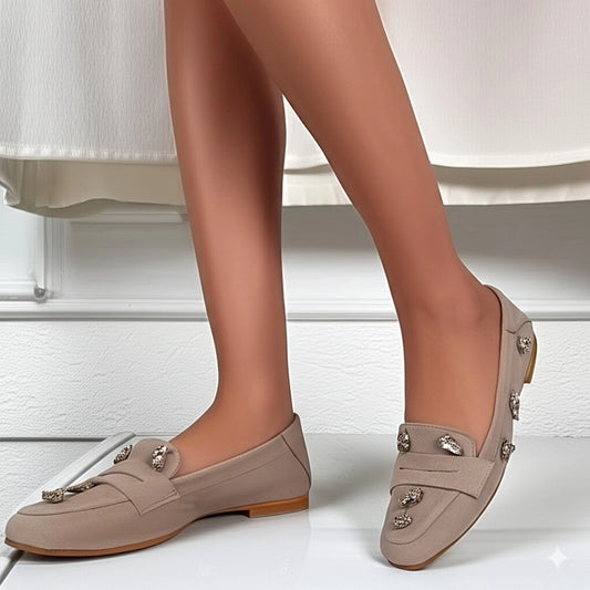 Suede Crystal - Embellished Loafers